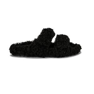 Gia Borghini Eco sandals 39 faux shearling double strap hook loop slip on flat